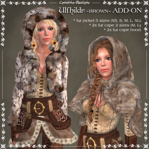 Ulfhildr ~BROWN~ Mesh Jacket & Cape ADD-on by Caverna Obscura