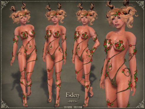Eden Outfit *RED* by Caverna Obscura - rigged & fitted mesh for standard SL avis