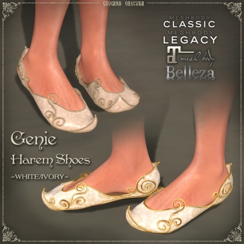 Genie Harem Shoes FLAT - White-Ivory