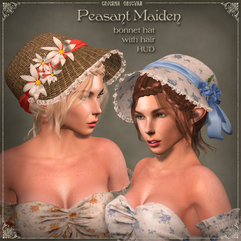 Peasant Maiden Bonnet with Hair